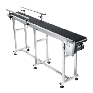 Summervibes VEVOR Belt Conveyor, 71x 7.8 inch Conveyor Table, Heavy Duty Stainless Steel Motorized Belt Conveyor for Inkjet Coding Applications Powered PVC Belt Anti-Static Adjustable Speed (Double Guardrail)