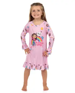 Gabby's Dollhouse Pajama Toddler Girl's A-meowzing Long Sleeve Ruffle Nightgown