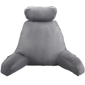 Pillow XXL - Reading Pillow Bed Chair with Arms & Back Support - Dark Grey - Back Pillow for Sitting Up - Bed Rest Arm Pillow - Comfy Reading Pillow for Adults