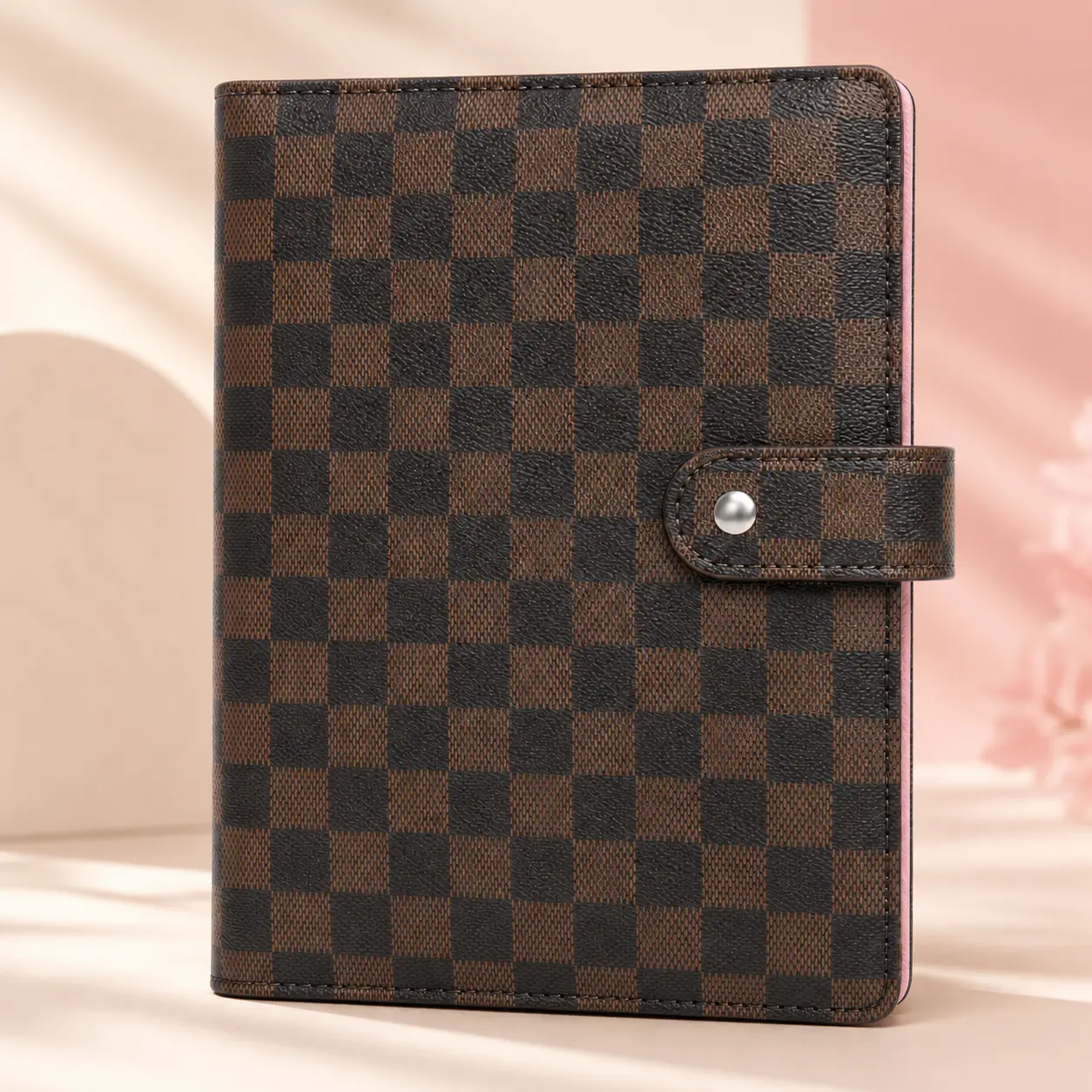 A5 Checkered Planner 6-Ring Binder, PU Leather Refillable Loose Leaf Notebook Cover with 160 Daily To Do List Pages, Agenda Journal Organizer for School Office Work