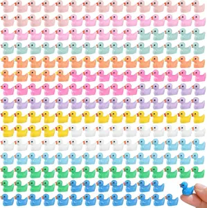 220 Pcs Mini Resin Duck Tiny Ducks Birthday Party Miniature Figure Landscape Aquarium DIY Decoration Bonsai Interior Christmas Fairy Garden Hide and Seek Prank (11 Colors)