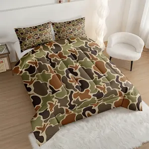 Camouflage Nature Inspired Comforter Set, Stylish Bedding Set with Bird Motifs, Perfect for Military or Outdoor Theme Bedroom Decor, Cozy and Seamless Design for Ultimate Comfort, Soft Bedding, Includes 1 quilt, with 1 or 2 Pillowcase No Pillow Core