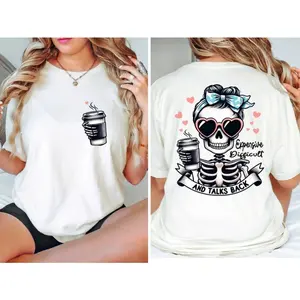 Trendy Women's T - Shirt with Expensive Difficult And Talks Back Front And Back Design