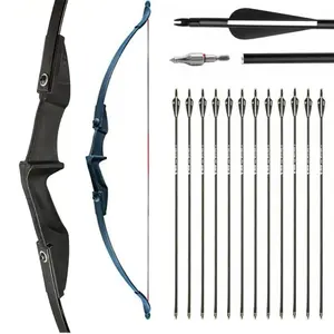 57 inch Archery Recurve Bow 30lbs Right Left Hand Longbow with 12pcs 30" Fiberglass Arrows Set for Targeting Practice Training