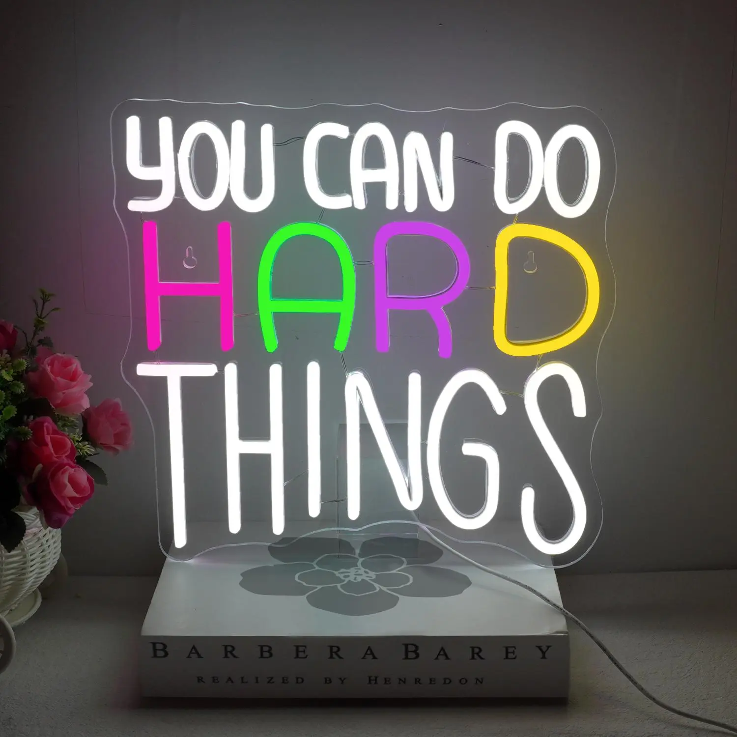 You Can Do Hard Things Neon Sign, USB Powered LED Neon Light, Decorative Light for Home, Office, Shop, Game Room, Room Decoration, Led Wall Light