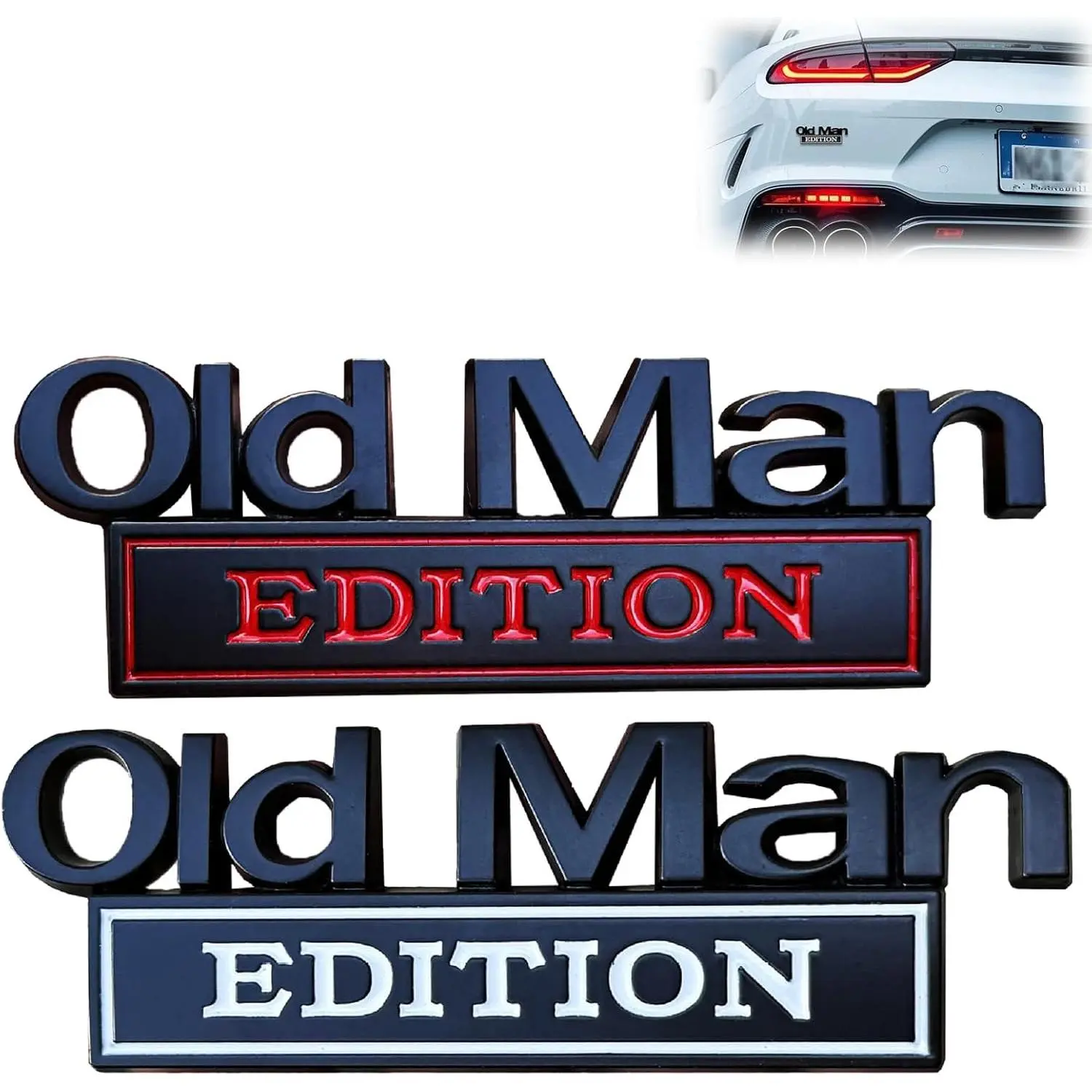 Represent Old Man Edition Car Emblem, 3D Metal Badge Car Stickers & Decals for Cars, SUVs, Trucks – Fits Fender or Rear Tailgate Bumper Nameplate Stickers (D-2PCS)