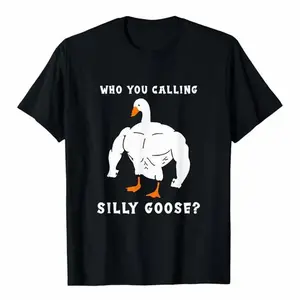 100% Premium Cotton graphic tees Silly Goose" Funny Gym Meme T-Shirt, Comfortable Fit, Muscular Goose Graphic, Ideal For Casual Wear & Holiday Gifts