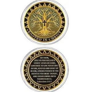 Rooted in Christ Colossians 2: 6-7 Challenge Coin Set of 2 Challenge Coins