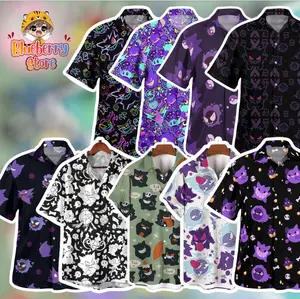 Ghost Monster Pattern Aloha Shirt, Unique Anime Hawaiian Shirt for Fans, Tropical Summer Button Up, Anime Aloha Hawaiian Shirt #hawaiianshirt #alohashirt #summeroutfit #beachwear #tropicalvibes