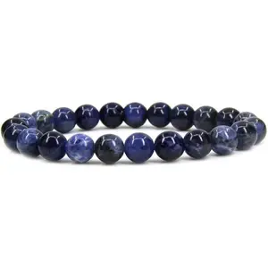 Natural Blue Sodalite Gemstone 8mm Round Beads Stretch Bracelet 7" Unisex