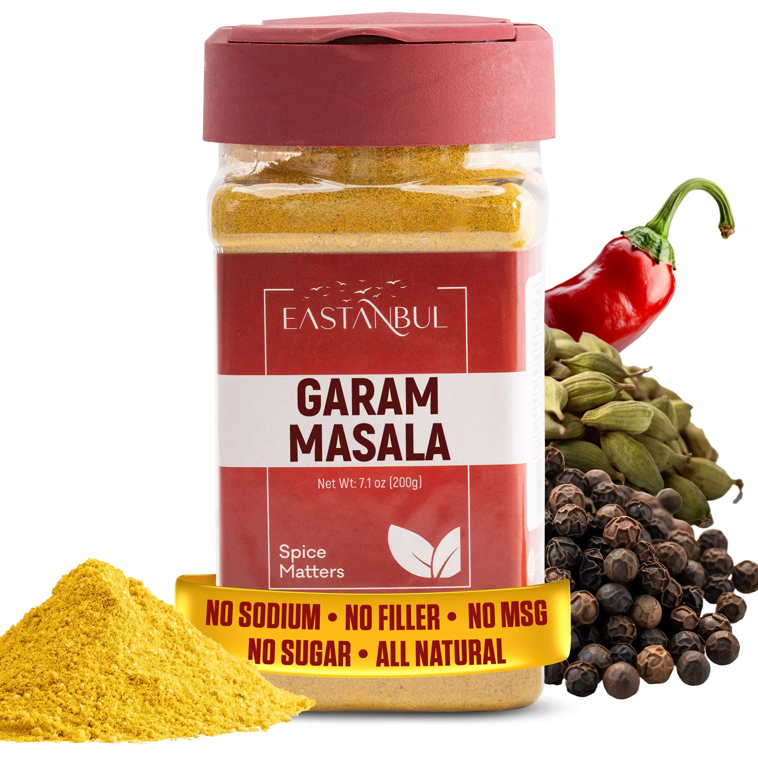 Eastanbul Garam Masala, Garam Masala Spice Powder Mix, Indian Spice, 7.1oz All Purpose Seasoning All Natural Cinnamon