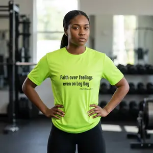 Faith Over Feelings Even on Leg Day tee | Fitness Christian workout shirt