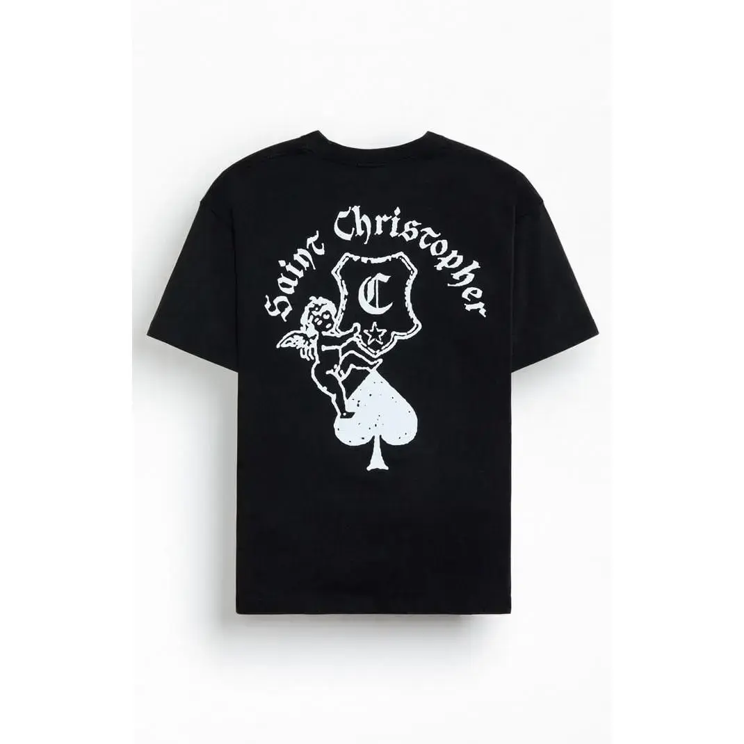 SAINT CHRISTOPHER Men' Cherub Crest T-Shirt - Multicolor, moisture-wicking, street casual look, for adults, outdoor activities, Earth Day