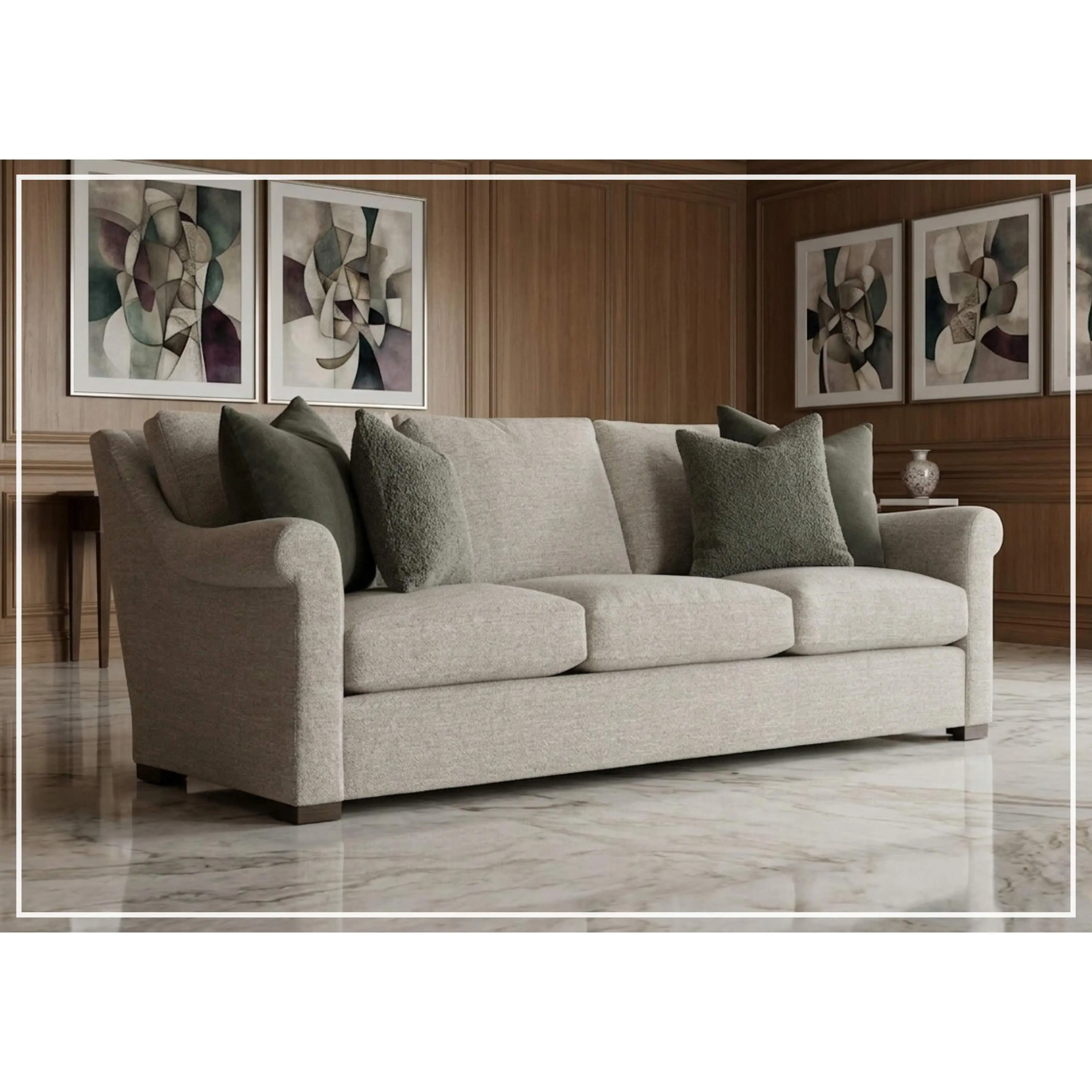 Bernhardt Keirnan Gray Fabric Sofa With Rolled Arms