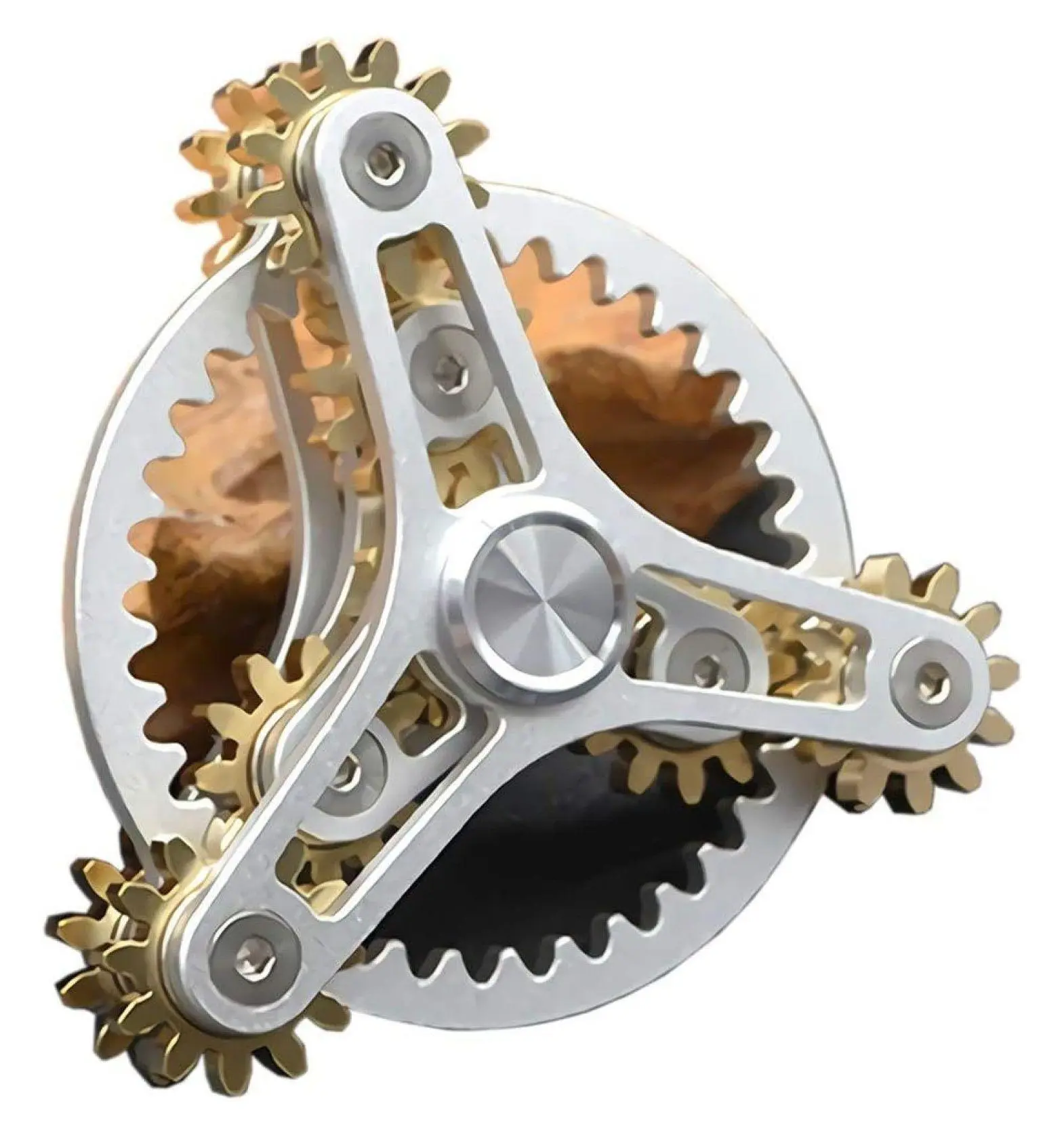 Solid Brass Gear Pattern Fidget Spinner - Metal Everyday Carry DIY Kit, 13 Bearings, 2.8 oz, 3.15 Inches Diameter, Compact Size, Stress & Anxiety Relief, ADHD Focus Aid, Long Spin Time