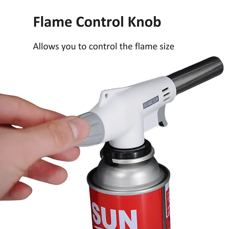 ONCAMP Refillable Butane Torch – Adjustable Flame Kitchen Torch with Safety Lock for Baking, Crème Brûlée, BBQ, Culinary Creations, DIY, Jewelry Making, Campfire, Fireplace, Bakeware Home Baked Nozzle
