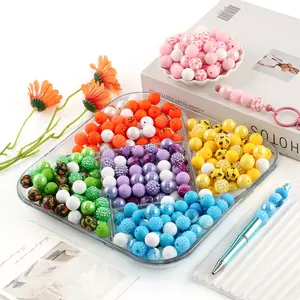 50pcs Silicone Beads, Acrylic Flat Back Beads, Plum Ball Beads Set, DIY Jewelry Making Supplies for Bracelets & Necklaces, Bead Assortment