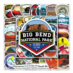 50pcs National park icons graffiti sticker,luggage box skateboard decoration removable waterproof stickers, car phone decorative stickers
