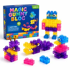 Squishy Jelly Building Blocks Toy Set, Soft Multi-Color Stacking Blocks for Kids, Safe Squeezable Sensory Play, Early Learning STEM Construction Toy Age 3+