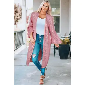 Sequin Open Front Duster Cardigan