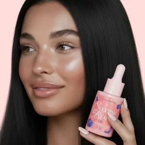 Sleeping Beauty Oil, TapeTox remover oil, wild blueberry scent, facial oil, castor oil, smoothing, nourishing, hydration, glowing skin, wrinkle care, collagen support, tape removal oil, soft skin, firming, lifting, dewy glow, anti-aging, Moisture