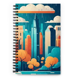 Rain-Kissed Cityscapes: A Notebook for the Creative Dreamers - Soft-Touch Coated Cover, 140 Dotted Pages, Metal Wire-O Binding, US Fulfillment, 5.5" x 8.5"