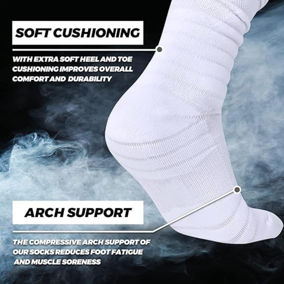 Scrunch Football Socks Ultra Long 1 Pack/2 Packs Combed Cotton With Ankle Support Padded Knee High Socks Youth Adult