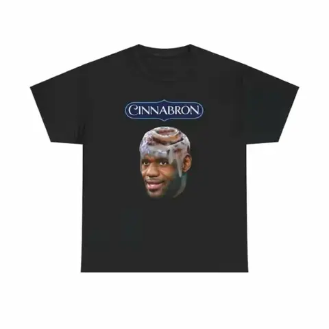 Unisex Cinnabron LeBron James Funny Meme Graphic T-Shirt - Short-Sleeve, Round Neck, Fitted Ring-Spun Cotton Tshirt, Casual Sports Top, Eco-Conscious Inks Digital Print, Shortsleeve