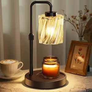 Candle Warmer Lamp with& & Timer Dimmable Light, Gifts for Mom, Warming Gifts New Home Bedroom, Wax Melt Warmer for Jar Candles with 2 Bulbs/Black