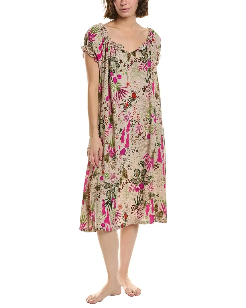 HUE Shirred Lounge Midi Sleepshirt
