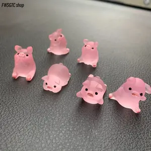 6Pcs cute mini pig resin ornaments with natural night luminous effect. Stylish modern decorative figurines fit summer home layout. Ideal decor for bedroom, living room, desk, cabinet and car interior, also a fine gift for boyfriend.