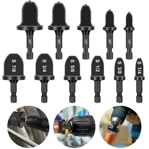 11Pcs HVAC Pipe Expander Tool for Drill - Heavy Duty Copper Tube Swaging Tool,1/4" Hex Shank Boring Drill Bits for Air Conditioner Repair, Refrigerant Lines