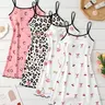 4-Pack Women's Cami Nightdresses, Camisole Nightgown, Bow All-Over Print Pajamas, Sweet Home Wear Loungewear for Spring & Summer, Essential Comfortable Sleepwear