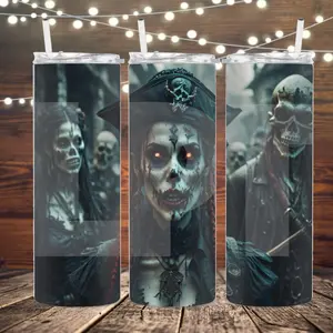 Zombie Pirates 20 oz Tumbler Stainless Steel Cup Lid Straw Bottle, Drinkware Insulated Reusable tumblr tumblers perfect gift