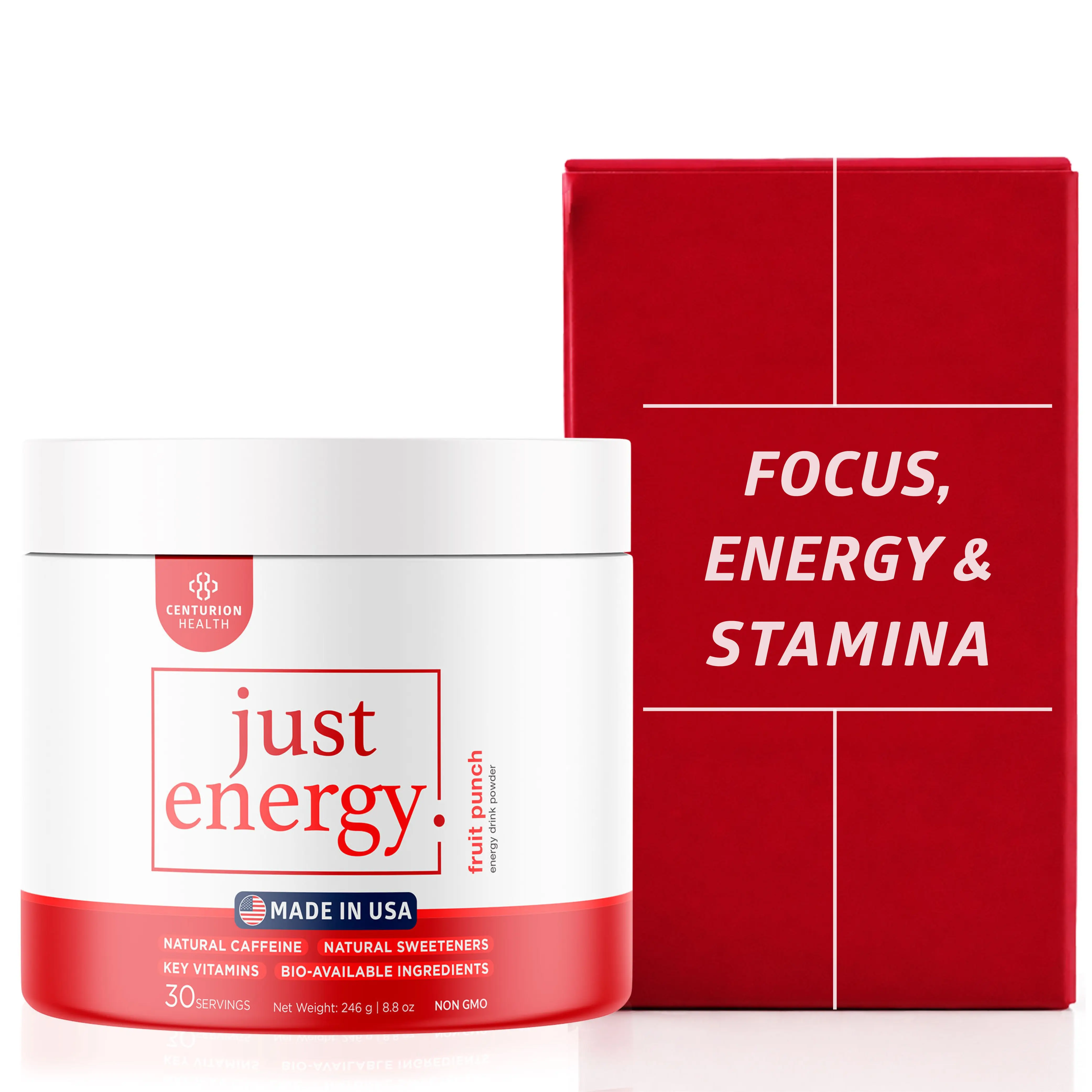 Just Energy Drink Powder, Refreshing Energy Drink Mix with 21 Energy-Boosting Ingredients, Includes B Vitamins, Choline, Zinc, Chromium and Inositol, 30 Servings