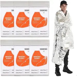 6 Pack  Thermal Blankets for , 82.67"x62.99"  Mylar Space Blankets,  & Windproof for Outdoor Camping, Hiking,  Kit, ,