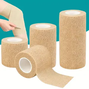 Breathable Self-Adhesive Elastic Bandage Wrap - 0.98" x 177.17", Beige Non-Woven Fabric, Secure Fit for Outdoor Sports Injuries, Labor Protection, Christmas/New Year/Independence Day Use
