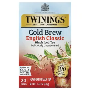 Twinings Cold Brewed Iced Tea, Black Tea, English Classic, Unsweetened, 20 Tea Bags, 1.41 oz (40 g)