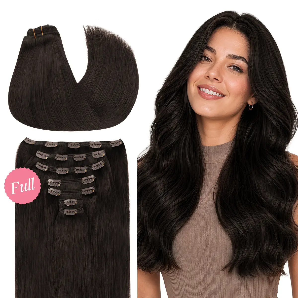 GOO GOO Full Clip in Hair Extensions Real Human Hair 160g-240g 7/9pcs Full Head Thick Volume Straight Clip ins for Women, Remy Human Hair Extensions with Secure Clips, Natural Looking for Daily Use #sohochic