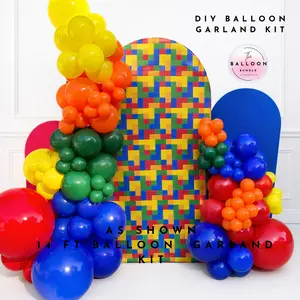 Lego Inspired Party -Birthday Balloon Garland Kit - with Birthday Banner and Printables