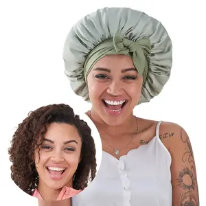 Women's Silk Sleep Cap, Satin Hair Care Cap, Suitable for Women and Men with Wavy or Naturally Curly Hair - Green