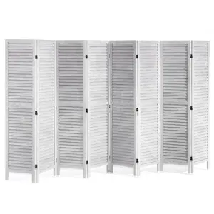 fathersdaygift VEVOR Wood Room Divider, 8 Panel Wood Folding Privacy Screen, 66.9 InchesTall Indoor Louvered Wooden Partition, Portable Decoration Screen, for Room Separation, Home, Office, Restaurant Bedroom
