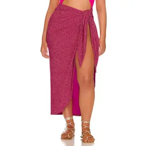 Good American Glitter Tie Sarong in Hawaiian Pink