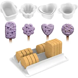 Cake Pop Cutter and Pusher with Tray - Circle Cake Pop Mold Set Smooth & Easy-Clean Surface (4-Piece Cutter & Tray Set)