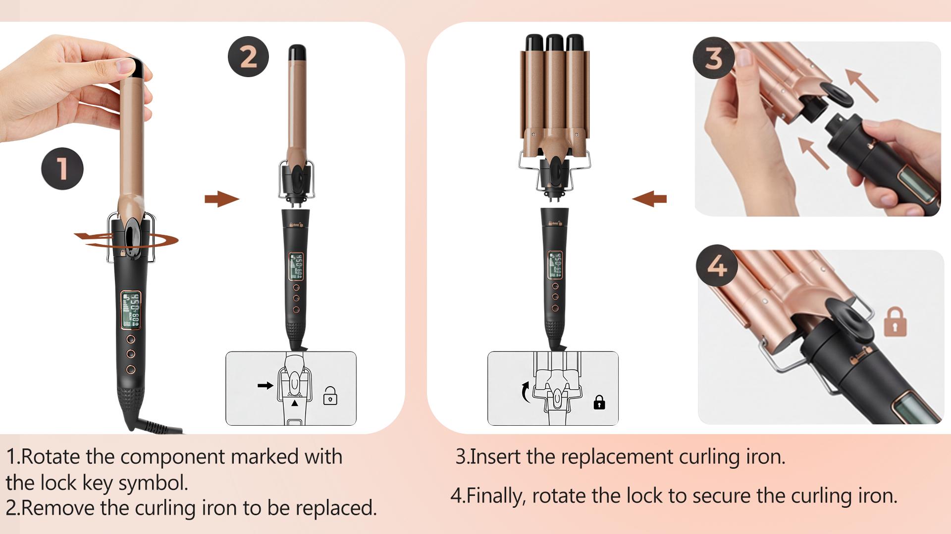 5 in 1 Curling Iron with Interchangeable Ceramic Barrels (0.35"-1.25"), Curling Wand Set with Flat Iron Hair Straightener, Instant Heat Up, Dual Voltage Hair Curler, Gifts for Women