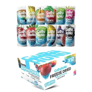 GURU HUNU Freeze Dried Fruit Mix 12 Individual Packs Healthy Fruit Snacks - Variety Pack Dehydrated Fruit Chips Camping Snacks Mixed Fruit - Bulk Dried Fruit No Sugar Added, Dry Fruit Snacks Healthy Gift