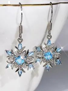 Snowflake Design Rhinestone Decor Dangle Earrings, Statement Earrings, Fashionable Party Style Luxurious Jewelry for Women, Daily Clothing Decor, Trendy All-match & Exquisite Jewelry for Birthday Gift