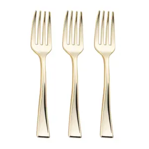 Shiny Metallic Gold Mini Plastic Disposable Tasting Forks