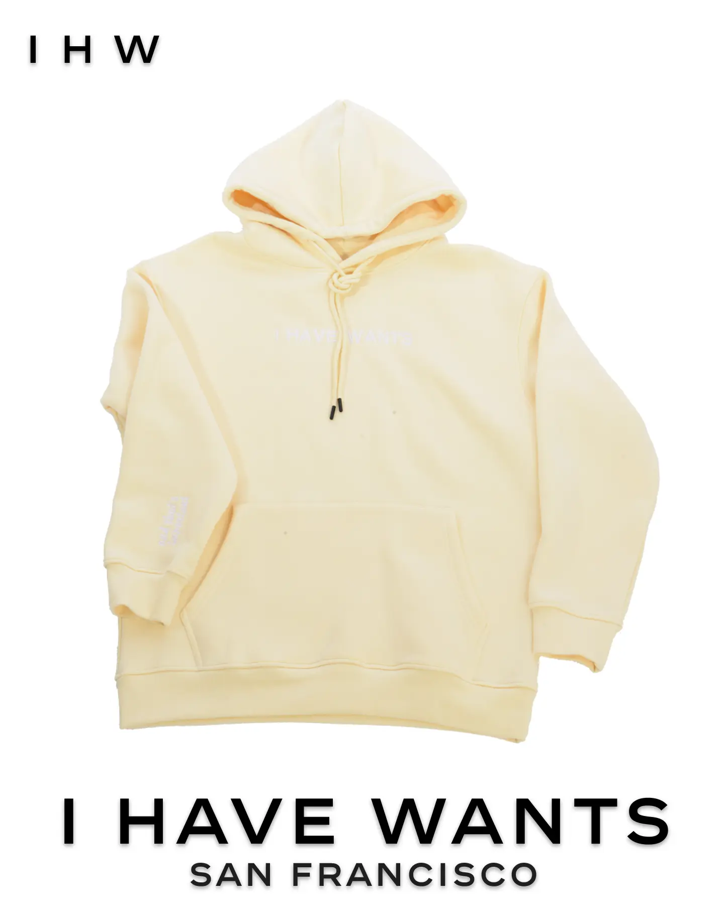 Womens Kangaroo Pocket Drawstring Ivory White Hoodie & Joggers - I Have Wants Logo