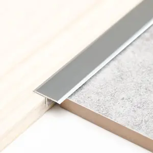 3Pcs Aluminum T Molding Trim & Floor Transition Strips, Flat Divider Strip for Door Threshold and Joining Flooring Gaps of Laminate Planks Tile (2.9Ft x 0.8In, Matte Silver)